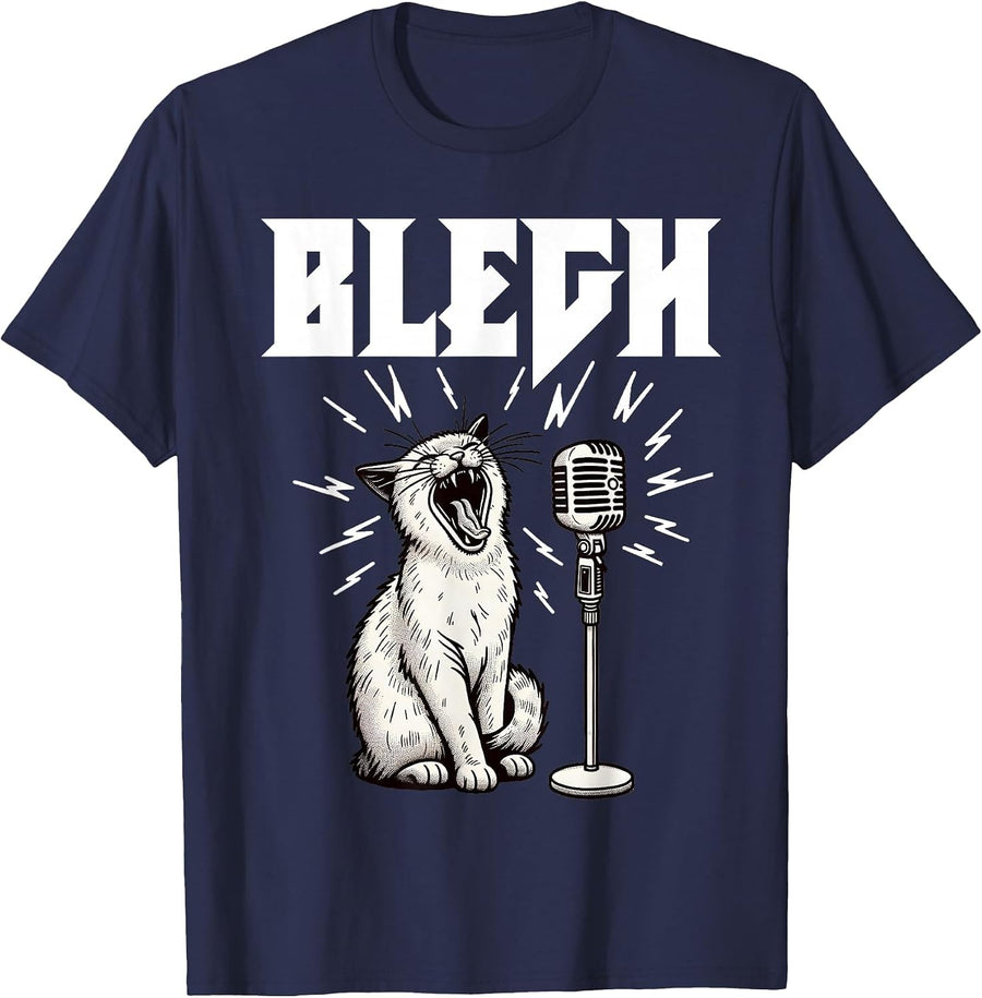 Deathcore Blegh Cat Bleh Funny Metalcore Music Breakdown T-Shirt - Navy Blue