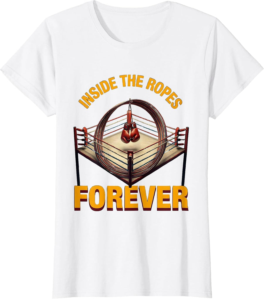 Inside the Ropes Forever Boxing Design T-Shirt, Women, White, XX-Large - As Pictured