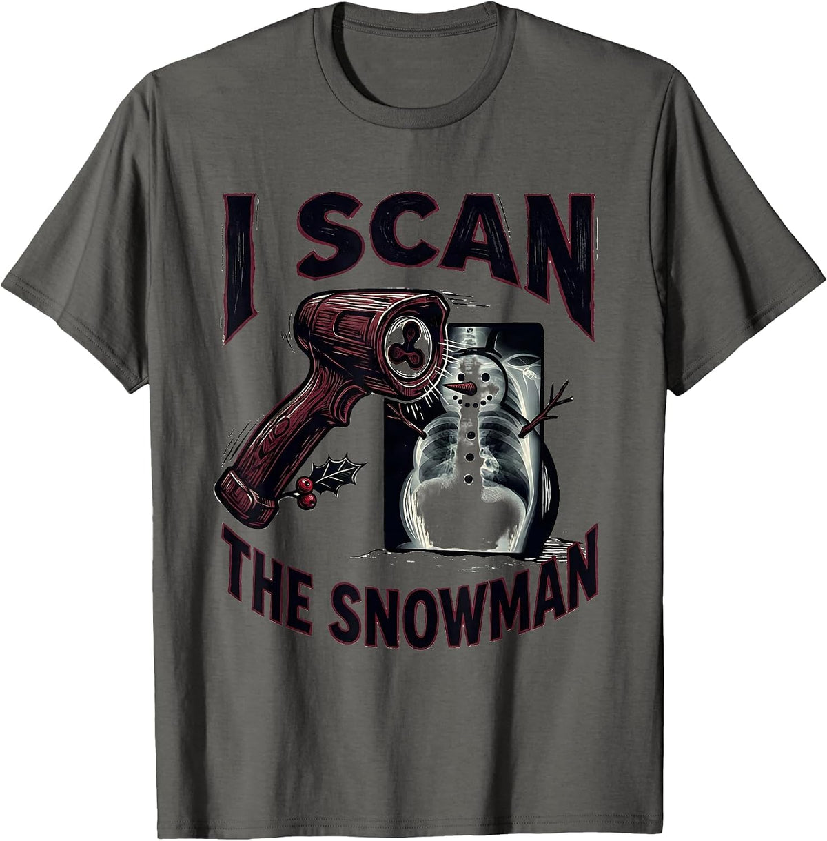Men's I Scan The Snowman Funny Radiology Tech Rad Tech Humor T-Shirt - Asphalt Grey