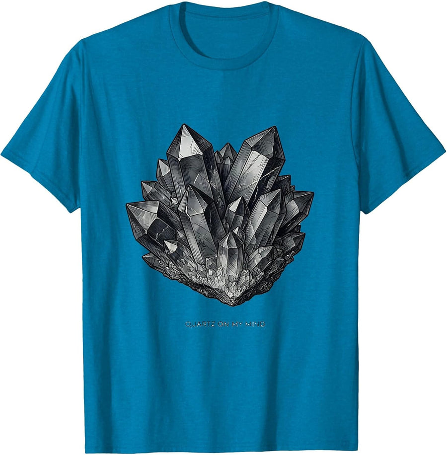 Quartz On My Mind Funny Rock Collector Geode Hunter Geology T-Shirt - Sapphire Blue