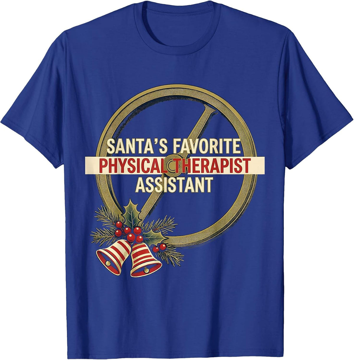 Men's Santa's Favorite Physical Therapist Assistant Retro T-Shirt - Royal Blue
