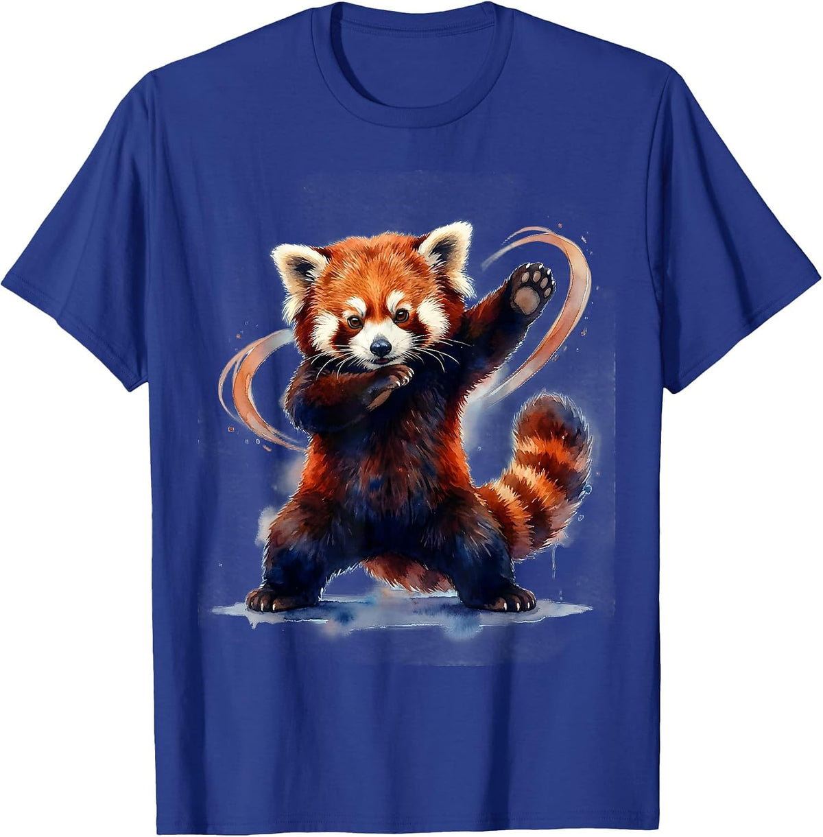 Red Panda Dabbing Watercolor Animal Humor T-Shirt - Royal Blue
