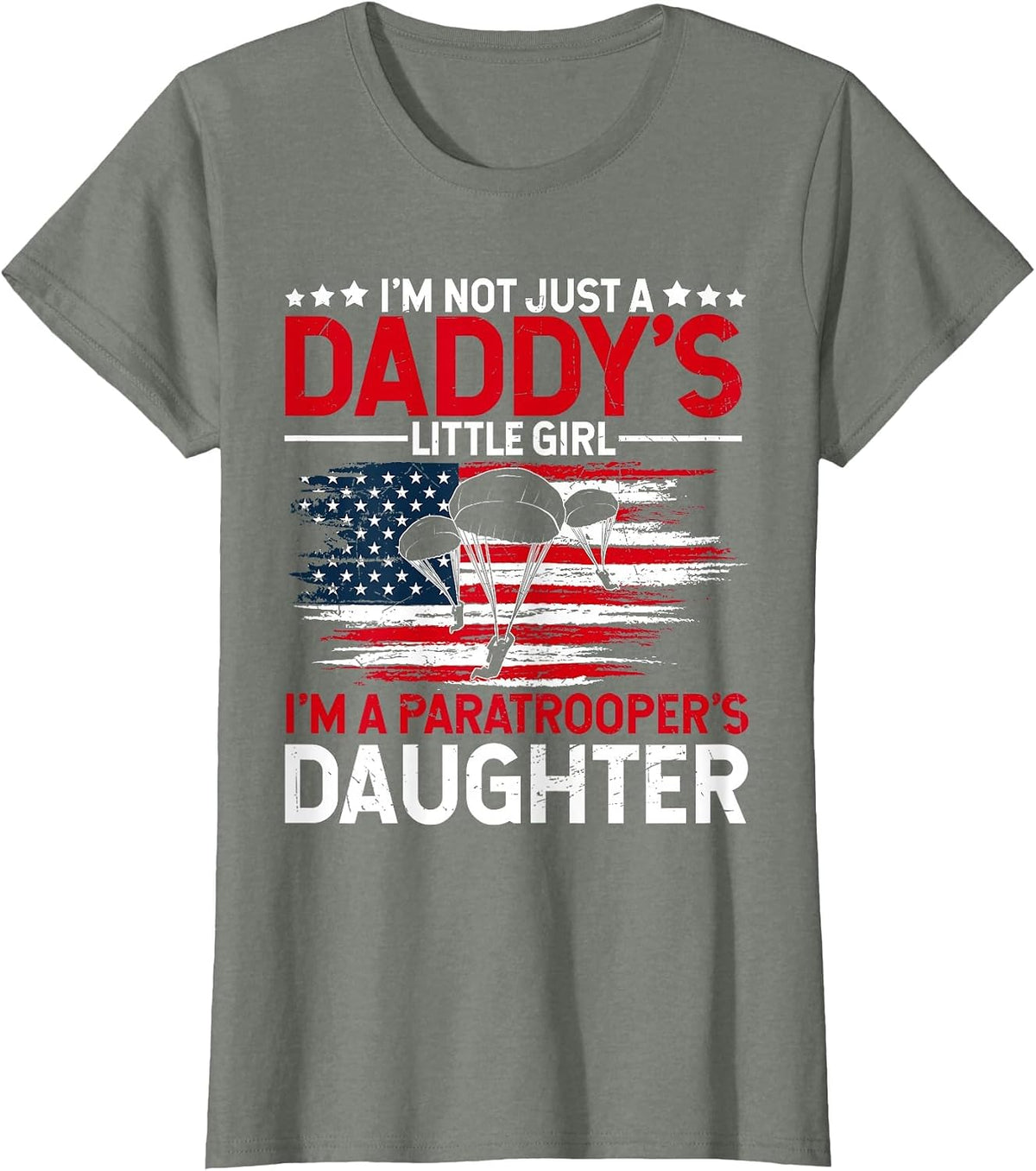 Paratrooper Daughter Veterans Day Air Force Fathers Day T-Shirt - Olive Heather