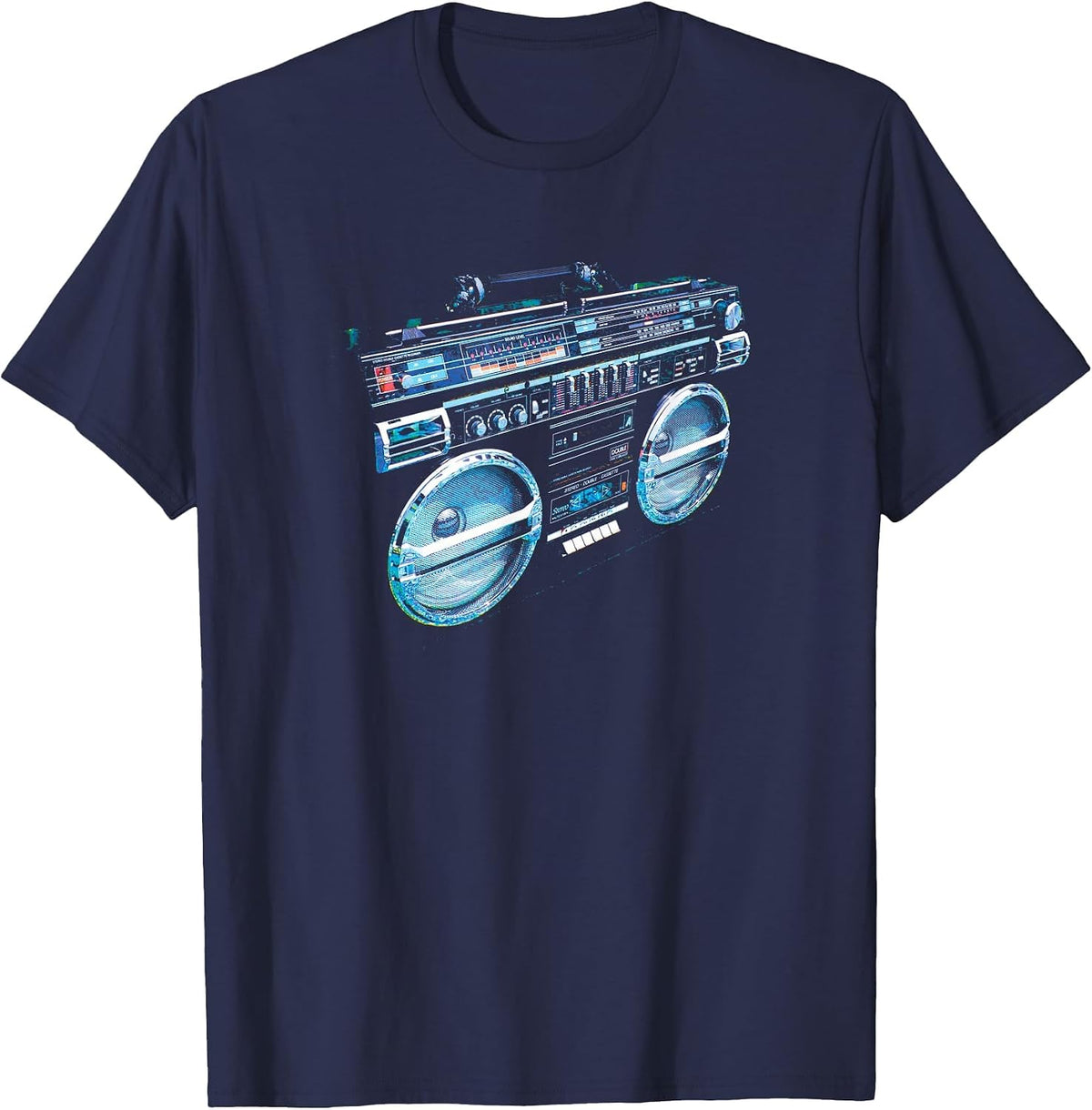 Retro Ghetto Blaster - Boom Box 80s 90s Hip Rap T-Shirt - Navy Blue