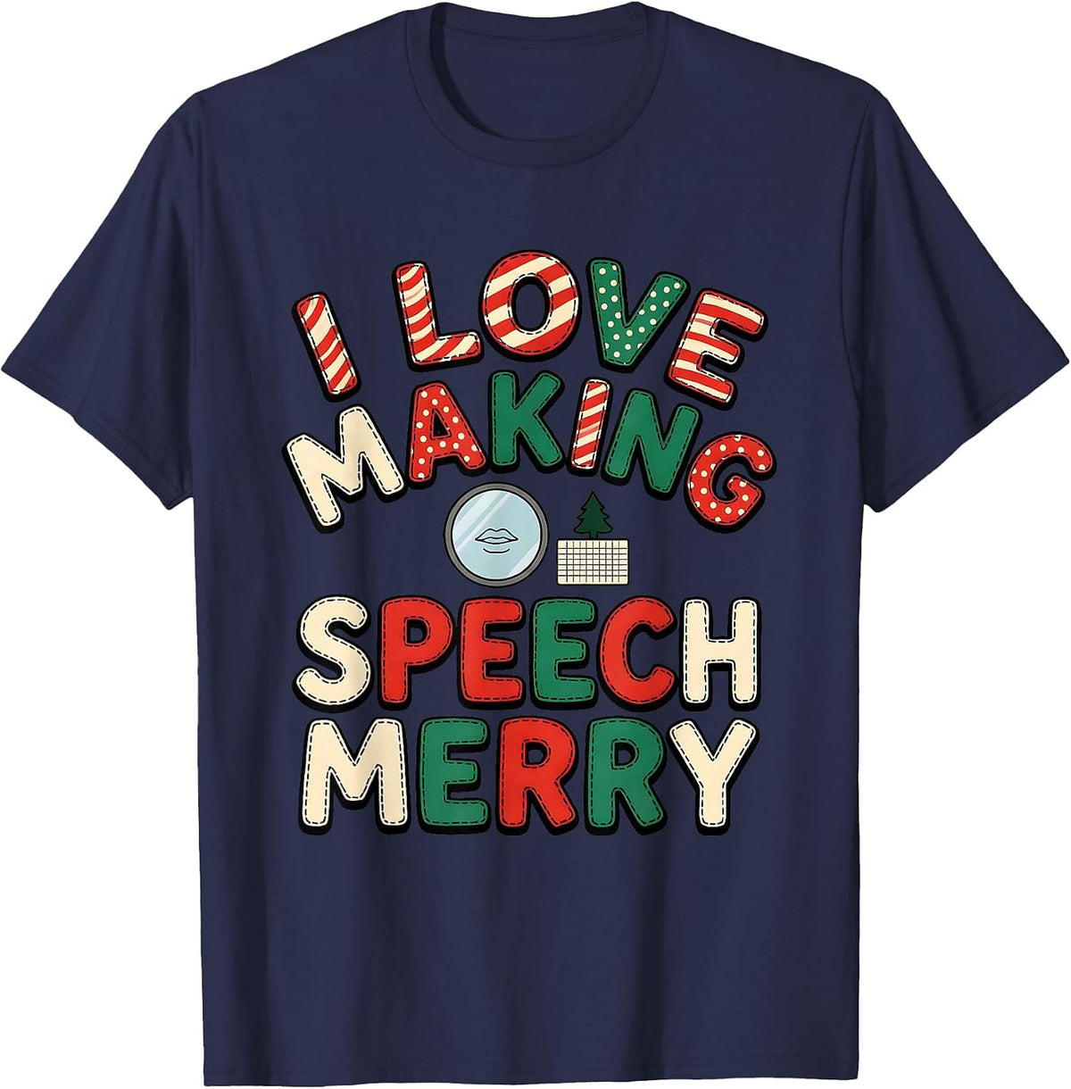 I Love Making Speech Merry Retro Groovy Speech Therapist T-Shirt - Navy Blue