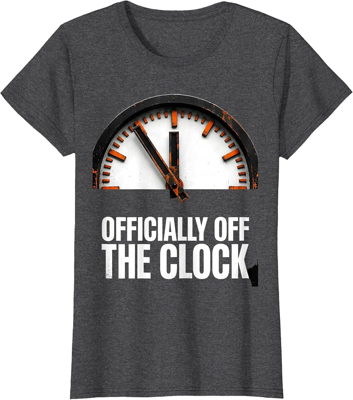 Women's Officially Off the Clock Work Life Balance Design T-Shirt - Dark Heather Grey
