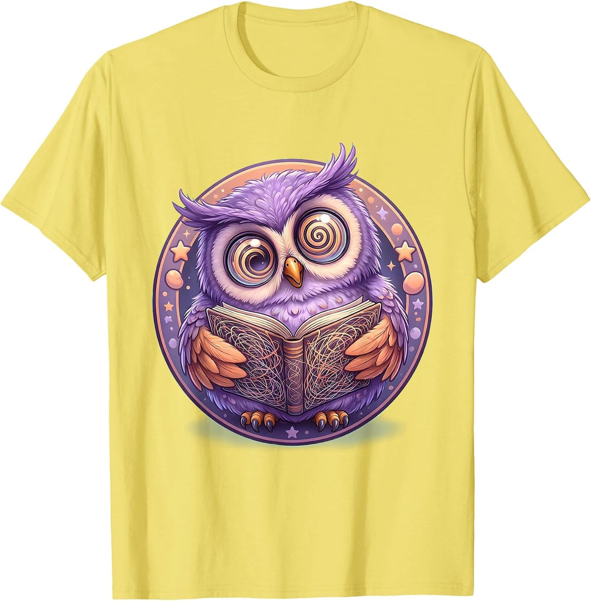 Men's Confused Owl Staring At Instructions Funny T-Shirt - Lemon Yellow
