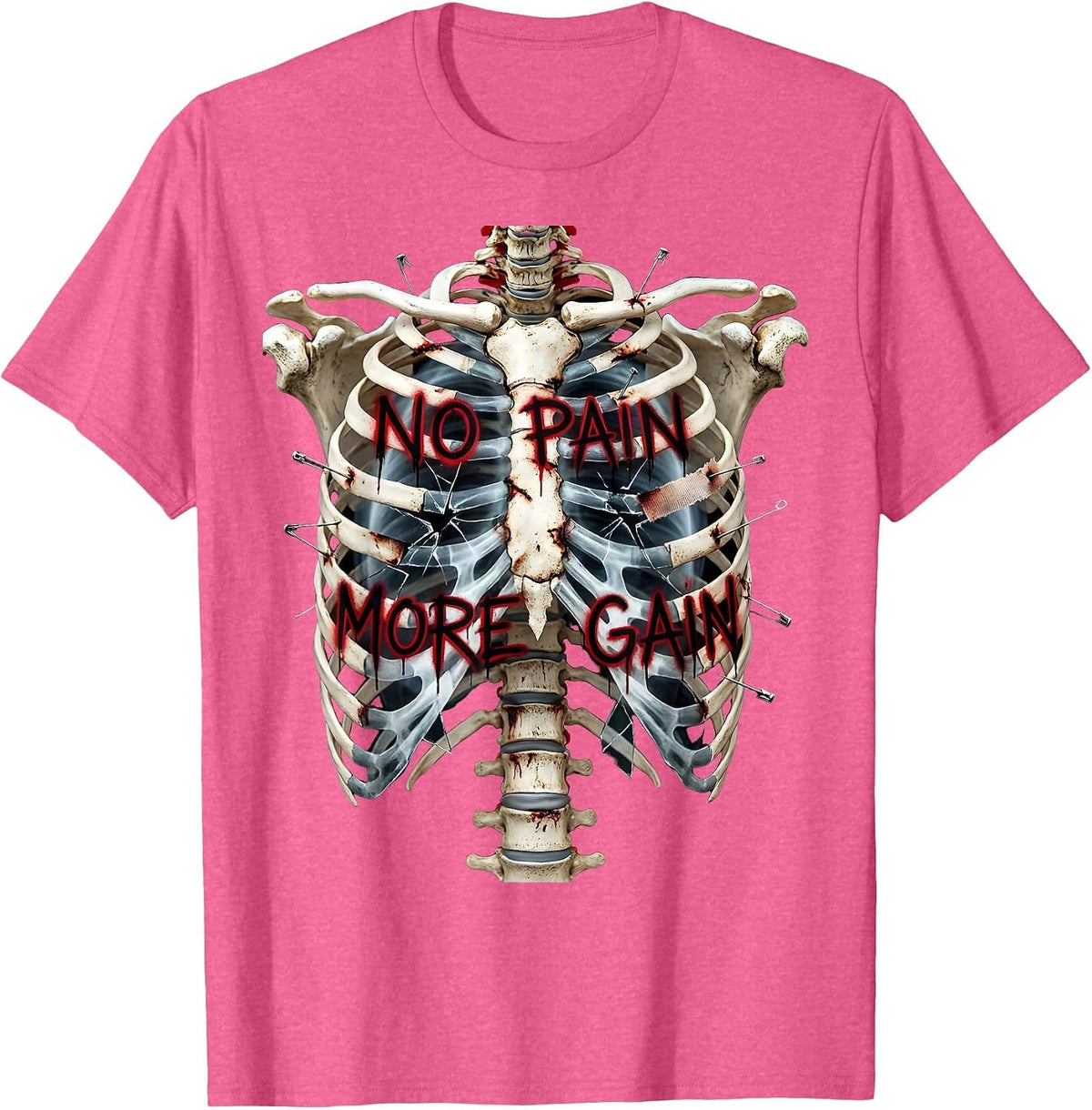 No Pain More Gain Physical Therapy Design T-Shirt - Pink Heather