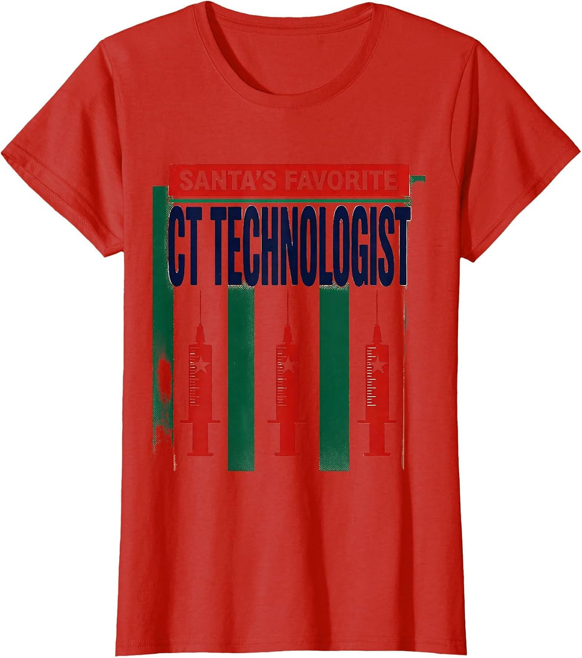 Santa's Favorite CT Technologist Funny Radiology Tech T-Shirt - Red