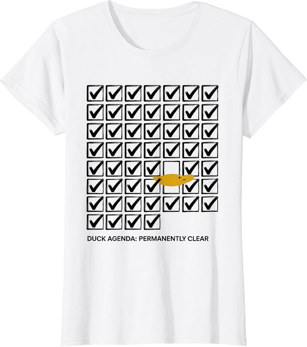 Duck Agenda Permanently Clear Funny Duck Sunglasses Novelty T-Shirt - White