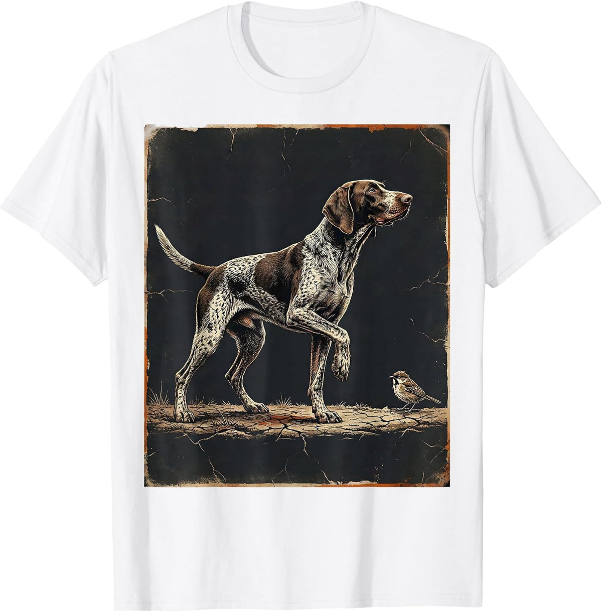 Men's Weathered German Shorthaired Pointer Hunting Dog Lover T-Shirt - White
