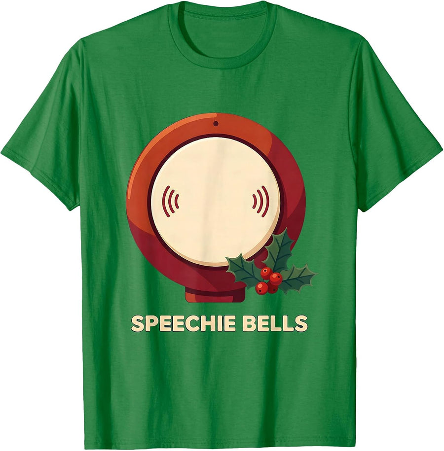Men's Speechie Bells Funny Speech Therapist SLP Christmas Humor T-Shirt - Kelly Green