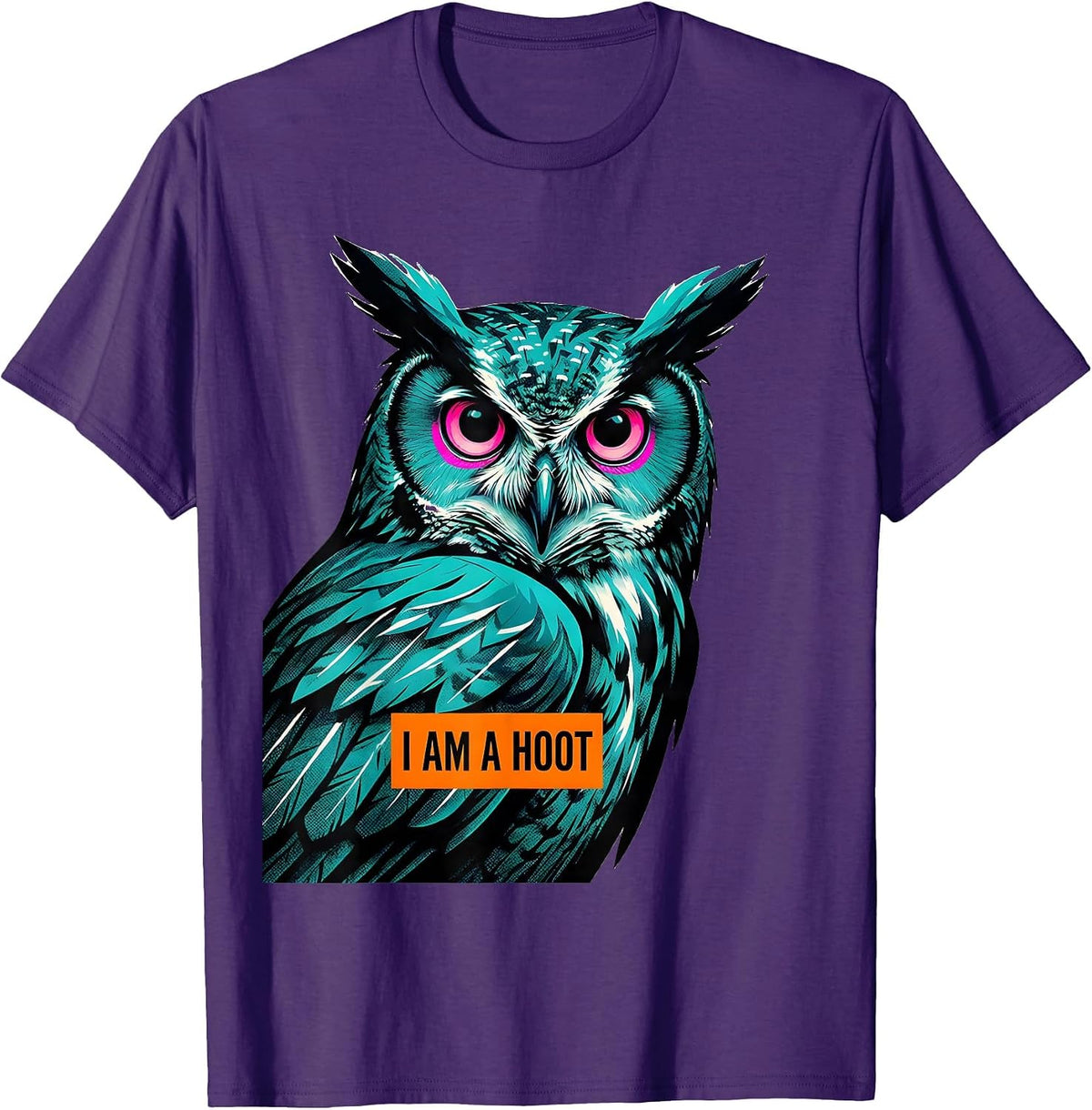 Men's I Am A Hoot Risograph Owl Lover Bird Enthusiast Humor T-Shirt - Purple