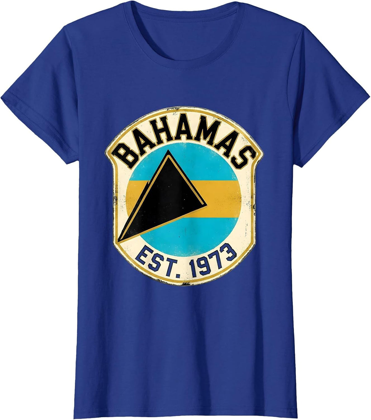 Women's Bahamas Est 1973 Vintage Caribbean Flag Heritage Souvenir T-Shirt - Royal Blue