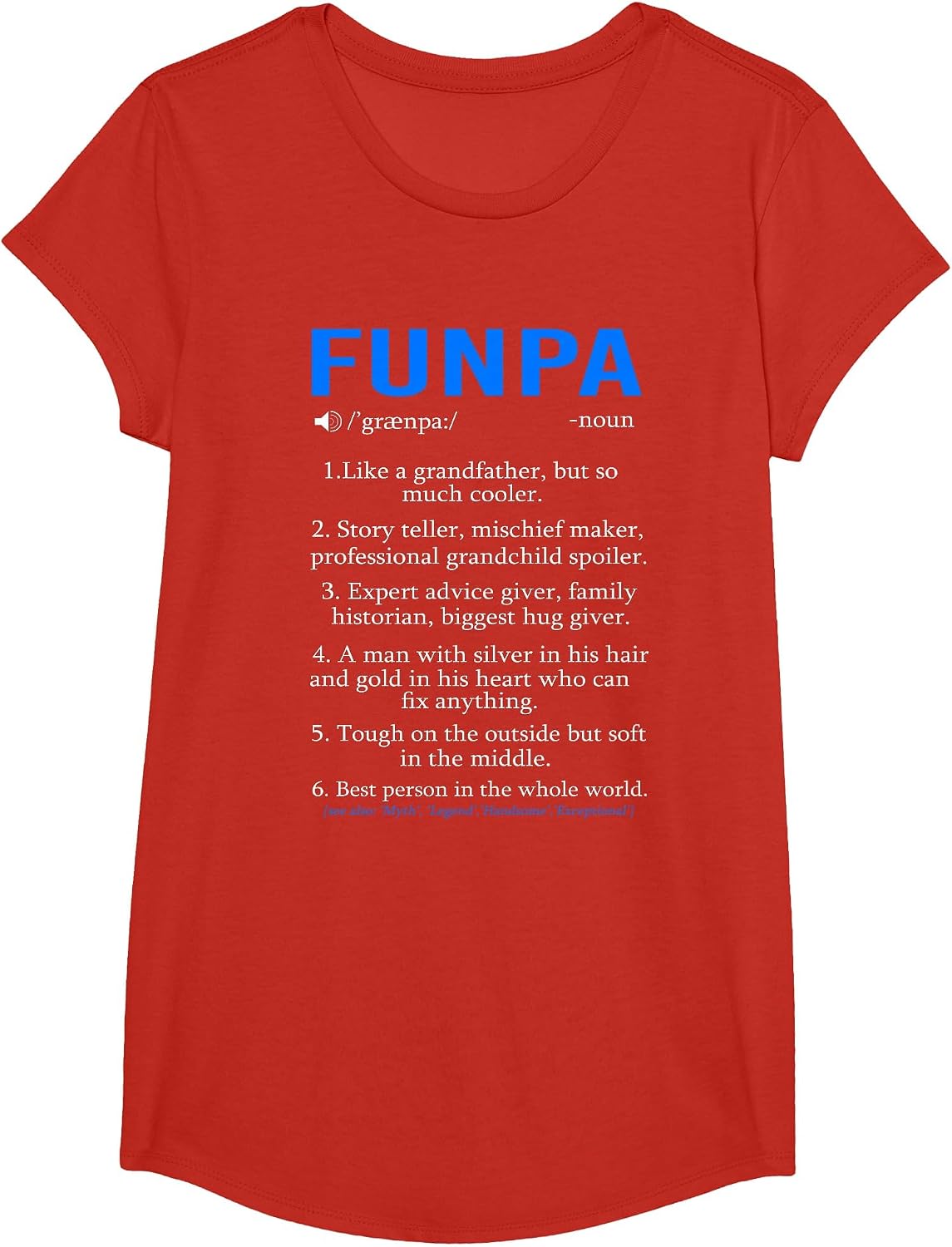 Funpa Definition Shirt Grandpa Fathers Day T-Shirt - Girls Red