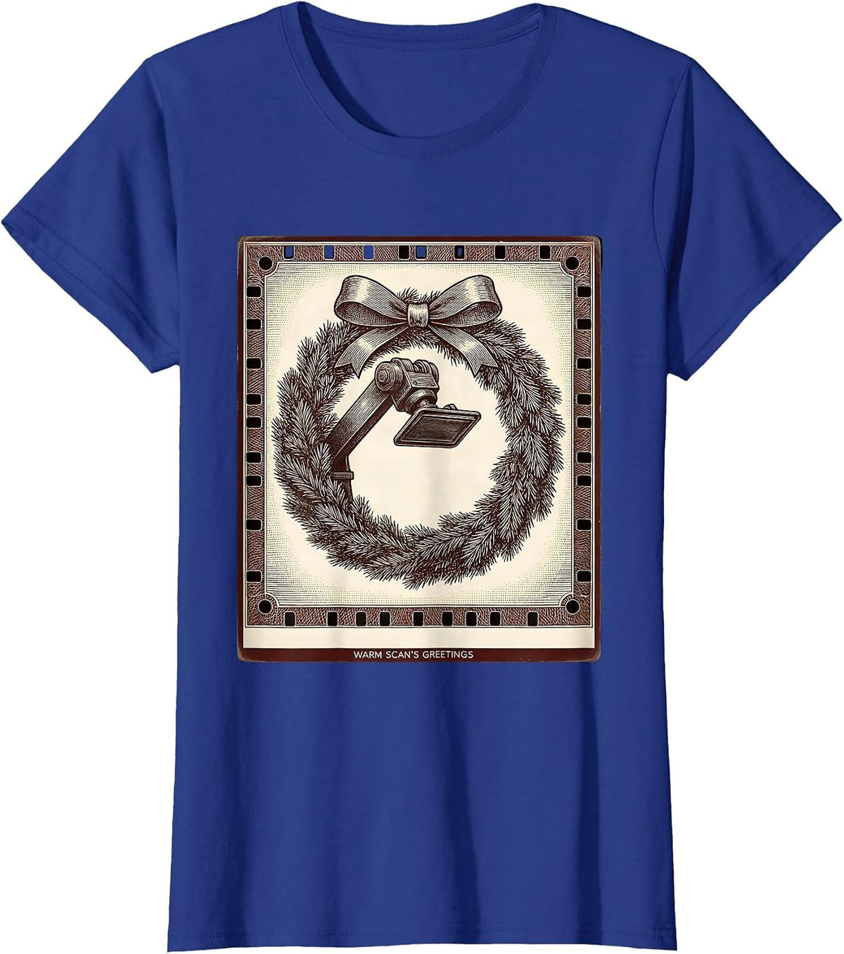 Women's Warm Scan's Greetings Crosshatch Etching Radiology Tech T-Shirt - Royal Blue