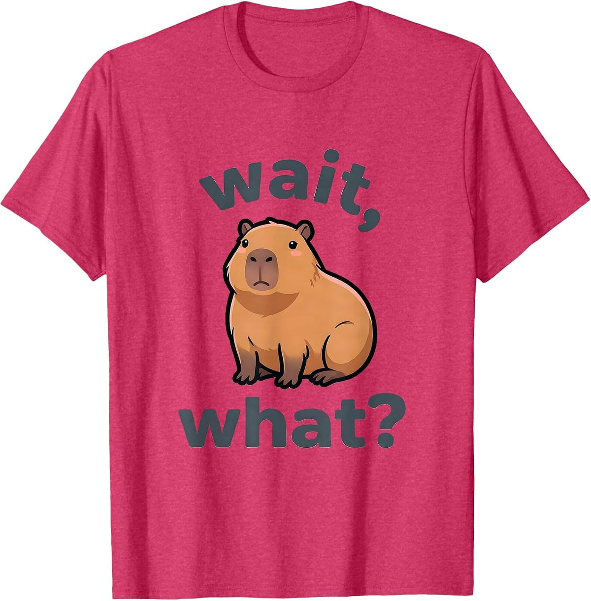 wait, what? Kawaii Capybara Anime Meme Humor T-Shirt - Red Heather
