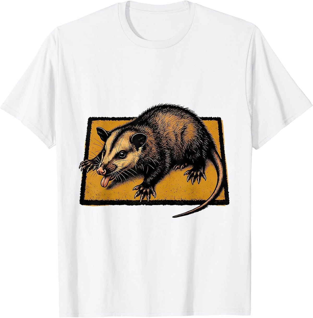 Men's Limp Opossum Screenprint Absurdist Humor T-Shirt - White