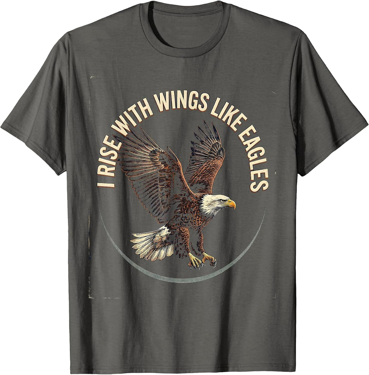 Men's I Rise With Wings Like Eagles Vintage Eagle Lover Nature T-Shirt - Asphalt Grey