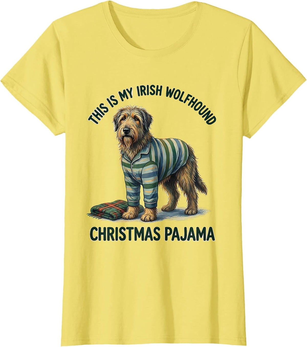 This Is My Irish Wolfhound Christmas Pajama Dog Lover T-Shirt - Lemon Yellow