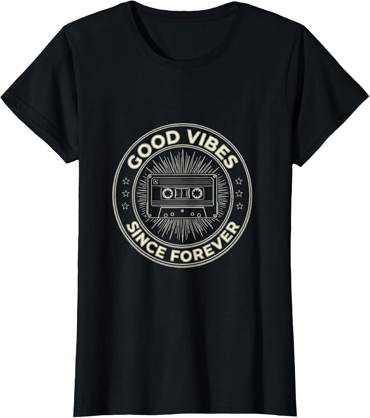 Good Vibes Since Forever Retro Design T-Shirt - Black