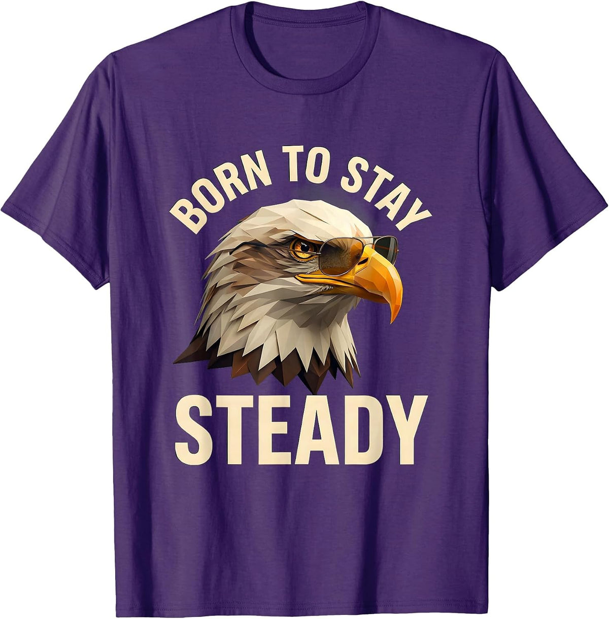 Born To Stay Steady Low Poly Eagle Wildlife Lover Kids T-Shirt - Purple