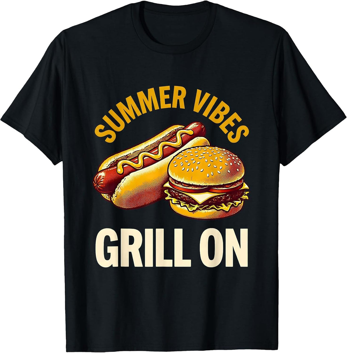 Men's Summer Vibes Grill On Labor Day BBQ Design T-Shirt - Black
