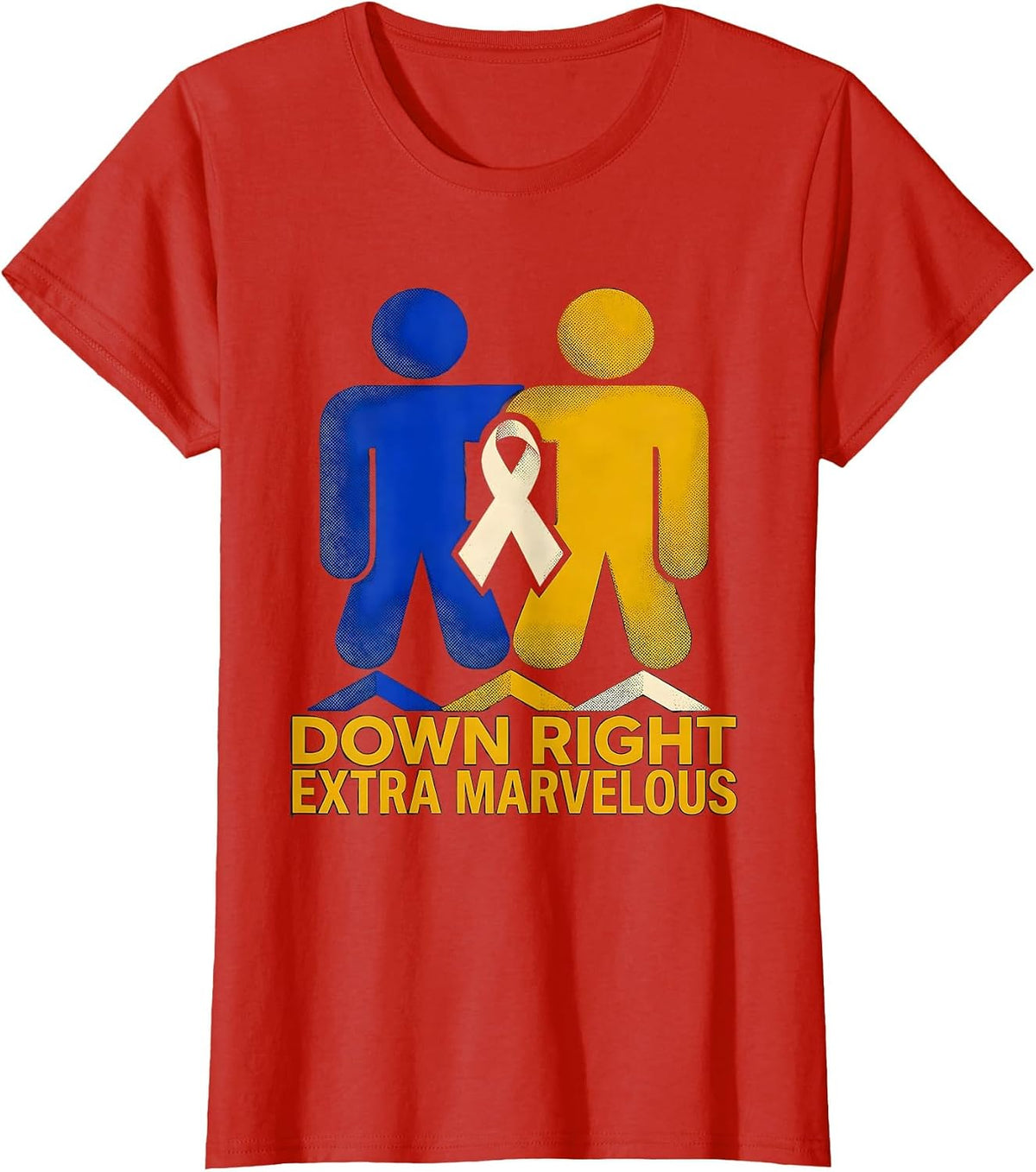 Women's Down Right Extra Marvelous Midcentury Modern Down Syndrome T-Shirt - Red