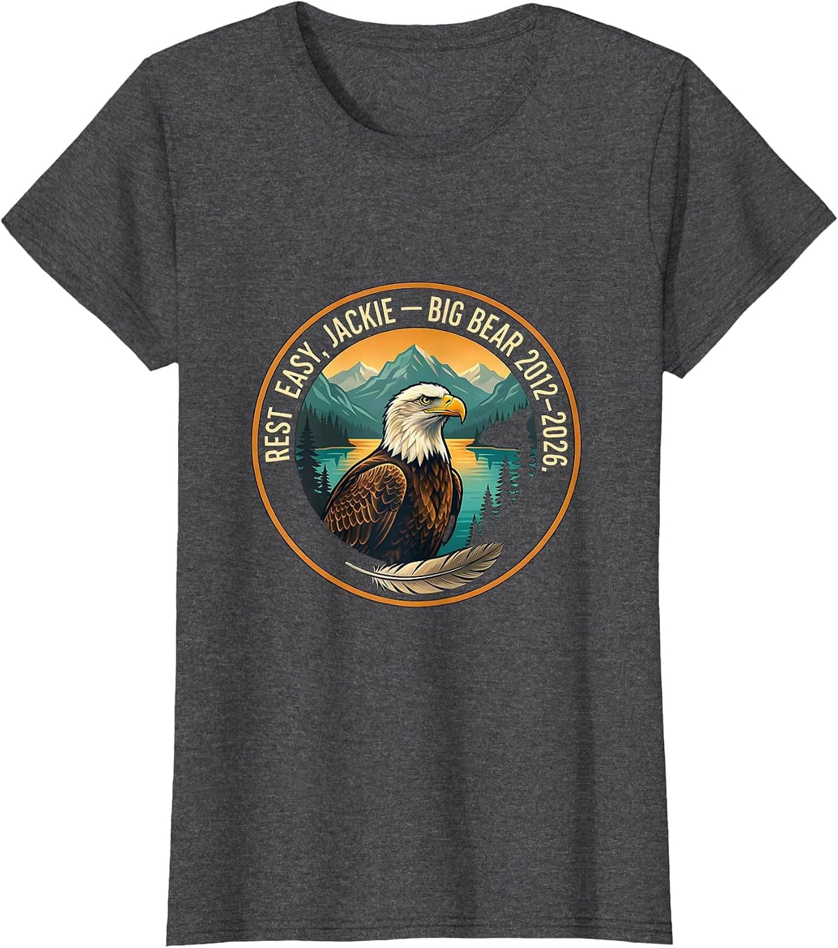 Women's Rest Easy Jackie Big Bear 2012–2026 Eagle Memorial Tribute T-Shirt - Dark Heather Grey