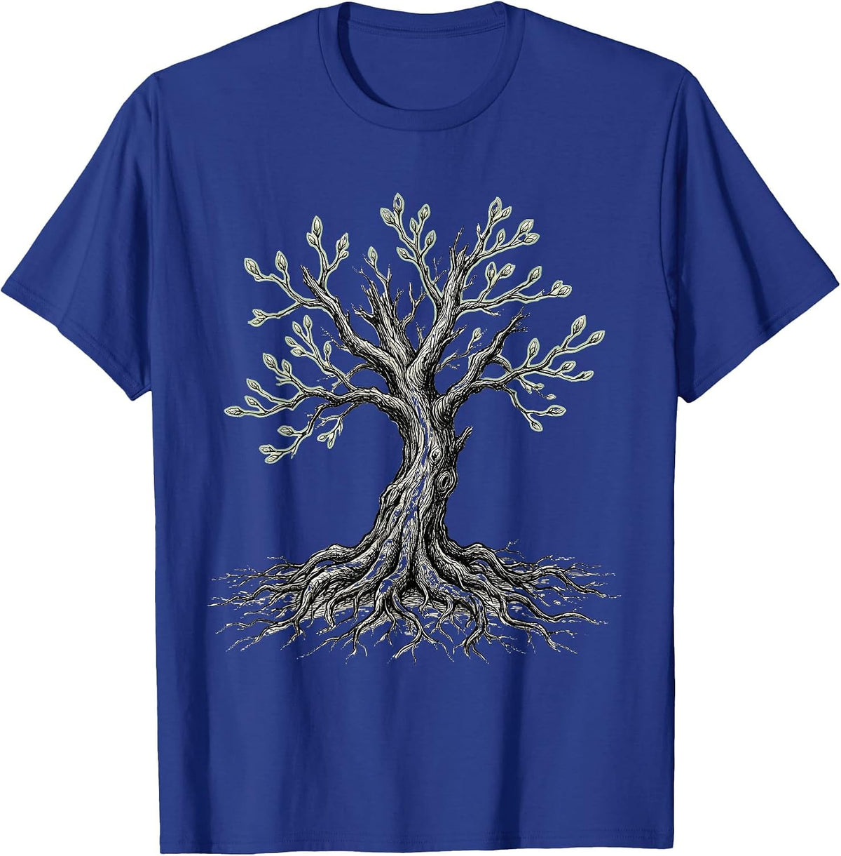 Suicide Awareness Lone Tree New Buds Illustration T-Shirt - Royal Blue