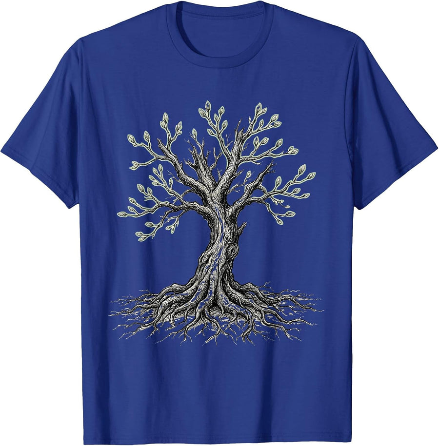 Suicide Awareness Lone Tree New Buds Illustration T-Shirt - Royal Blue