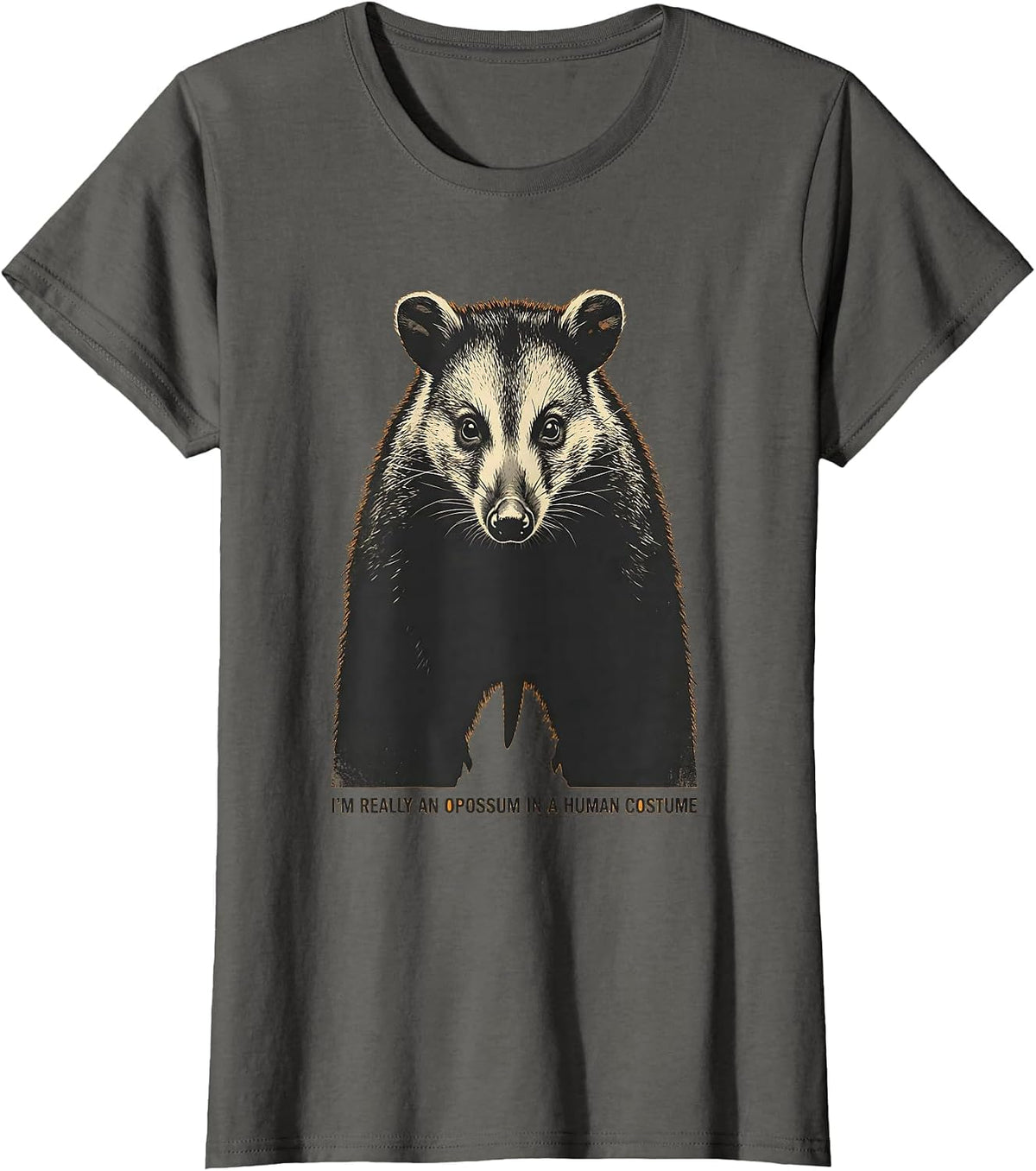 Women's I'm Really An Opossum In A Human Costume Funny T-Shirt - Asphalt Grey