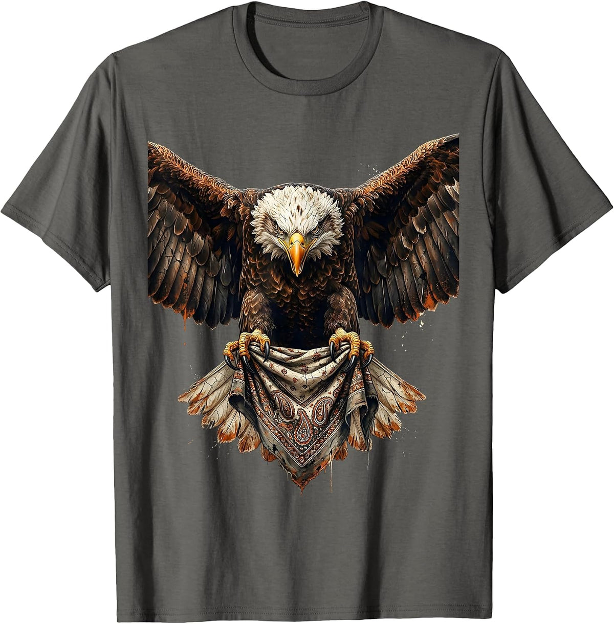 Eagle Clutching Bandana Graphic Tee T-Shirt - Asphalt Grey