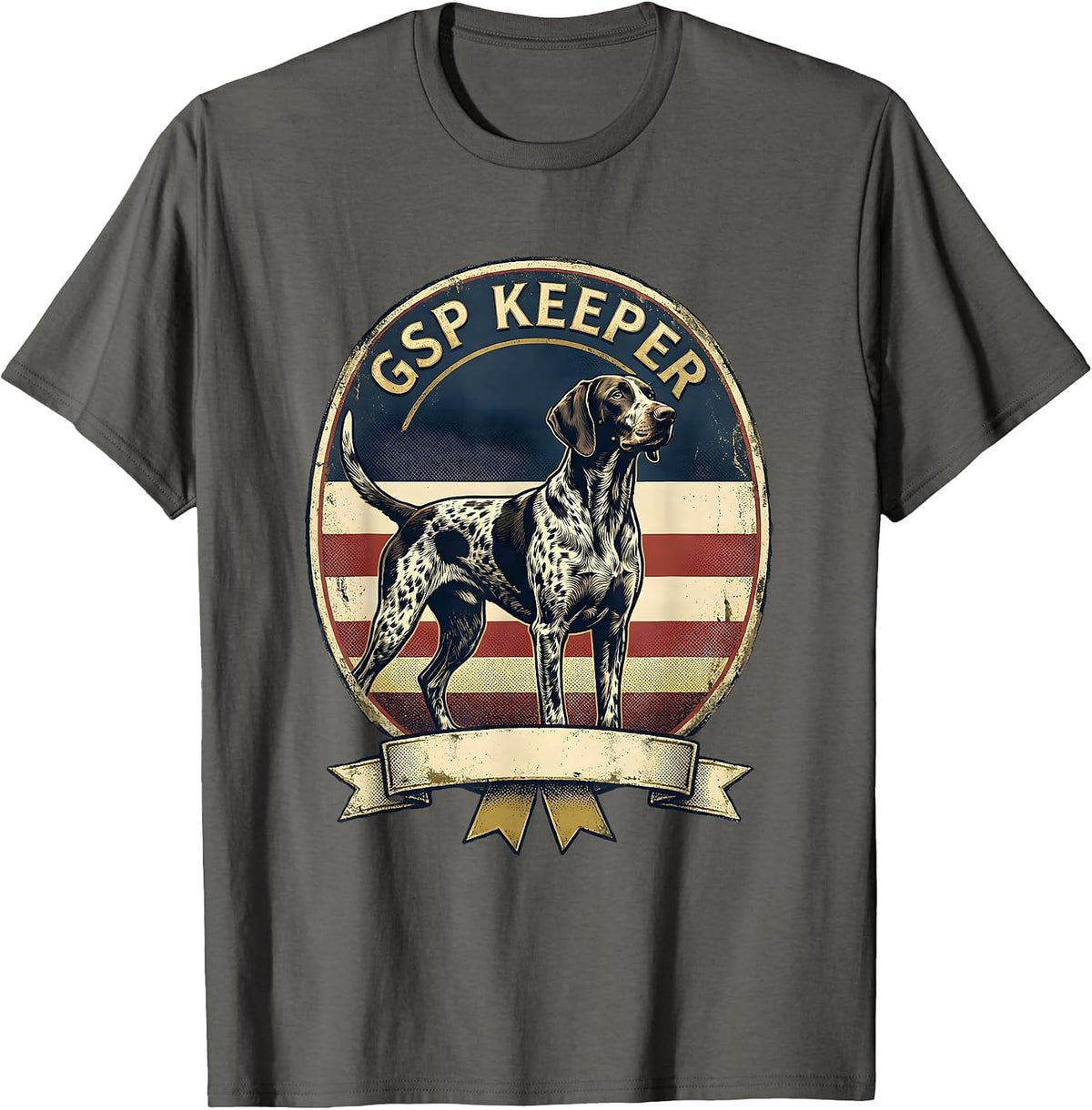 Men's GSP Keeper Patriotic German Shorthaired Pointer Dog Lover T-Shirt - Asphalt Grey