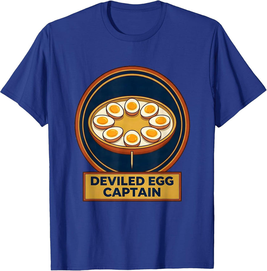 Deviled Egg Captain Funny Friendsgiving Crew Matching Group T-Shirt - Royal Blue