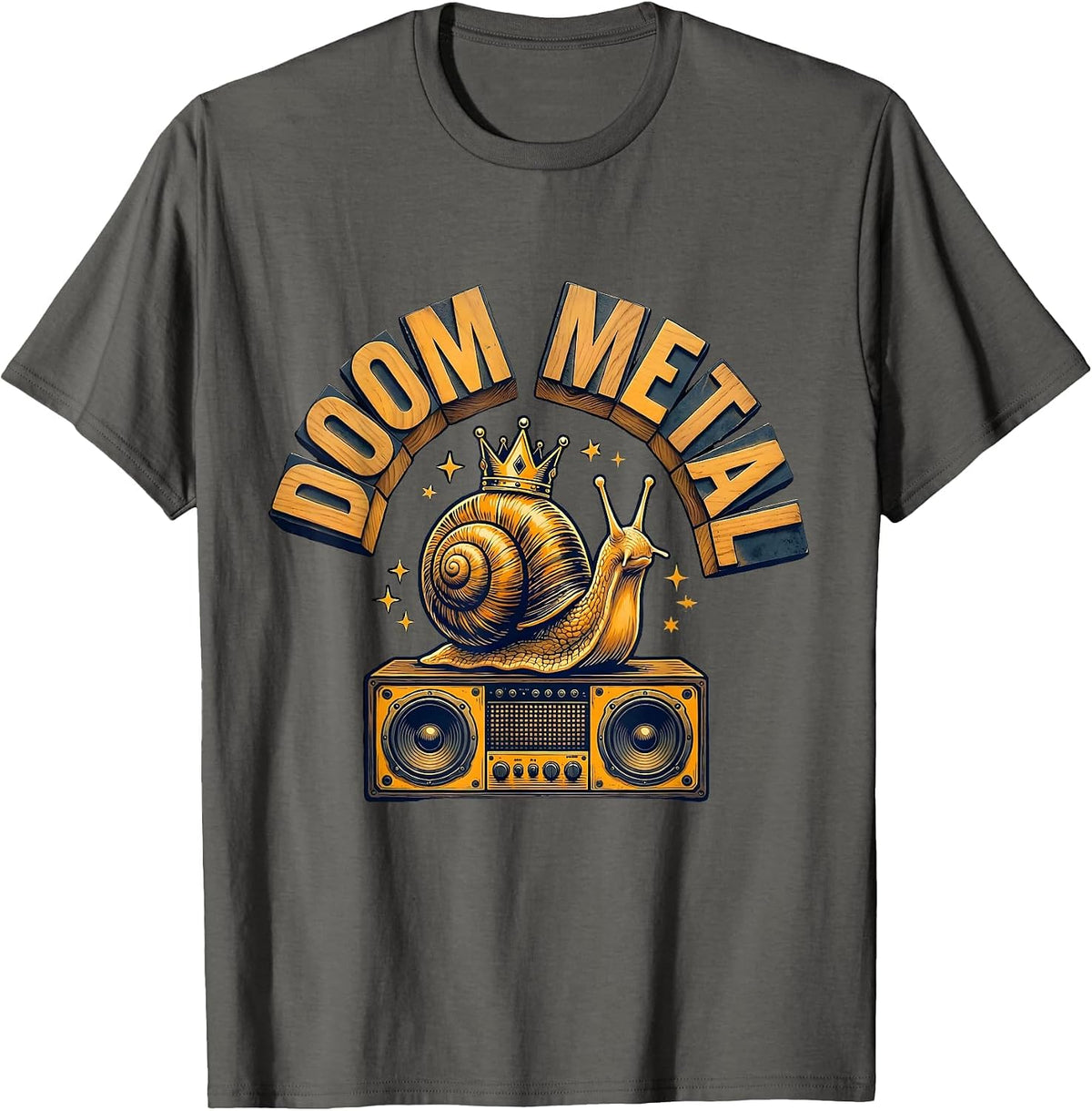 DOOM METAL Funny Heavy Metal Ironic Unicorn Humor T-Shirt - Asphalt Grey
