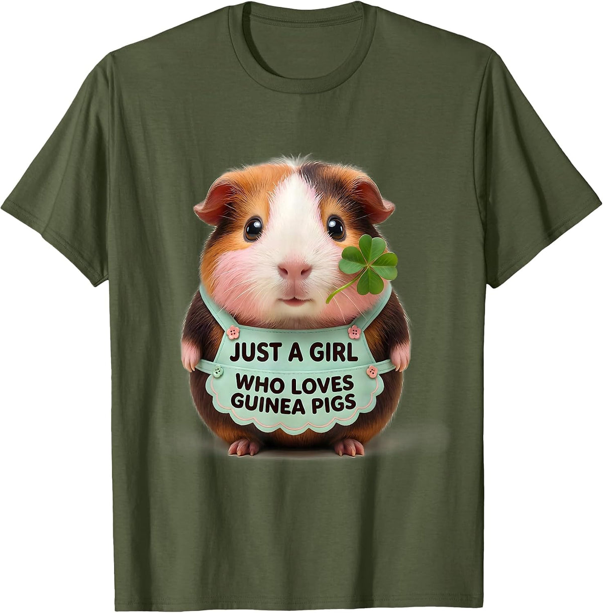 Just A Girl Who Loves Guinea Pigs Cute Kawaii Pet Lover Gift T-Shirt - Olive Green