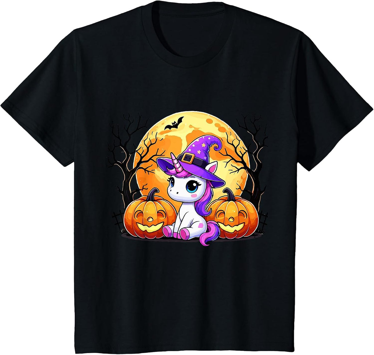 Cute Unicorn Halloween T-Shirt - Black