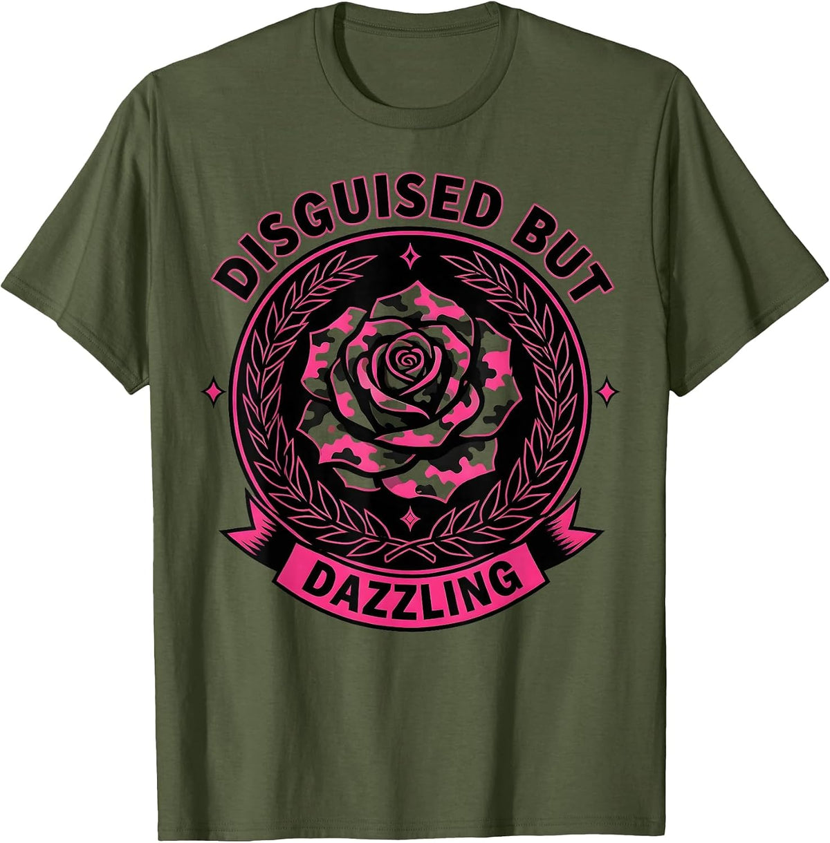 Disguised But Dazzling Camo Design for Women T-Shirt - Olive Green