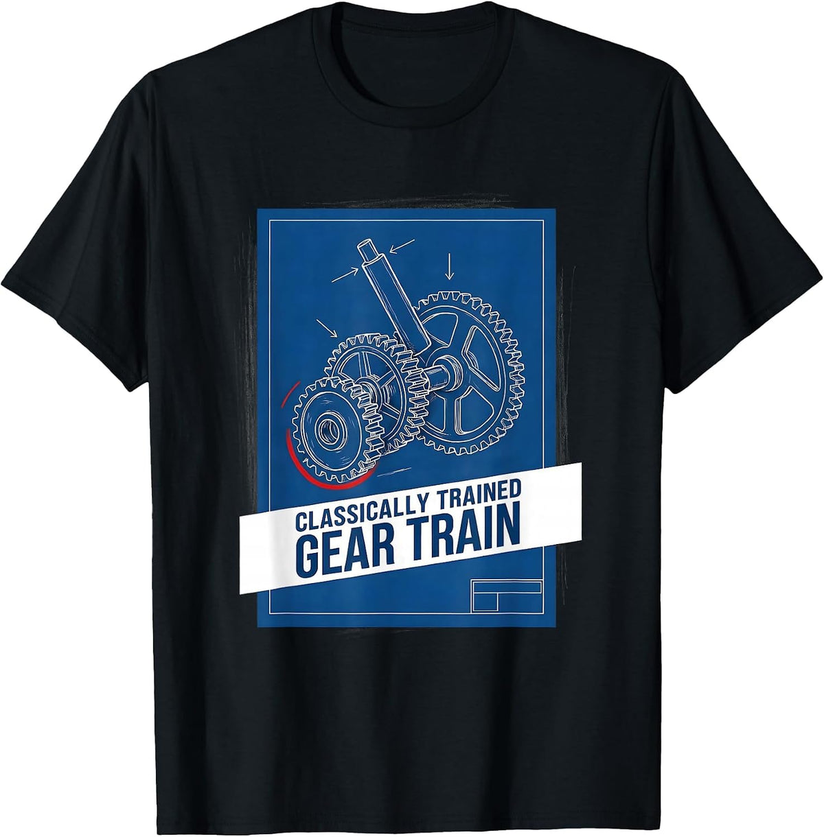Men's Classically Trained Gear Train Technical Blueprint Retro T-Shirt - Black