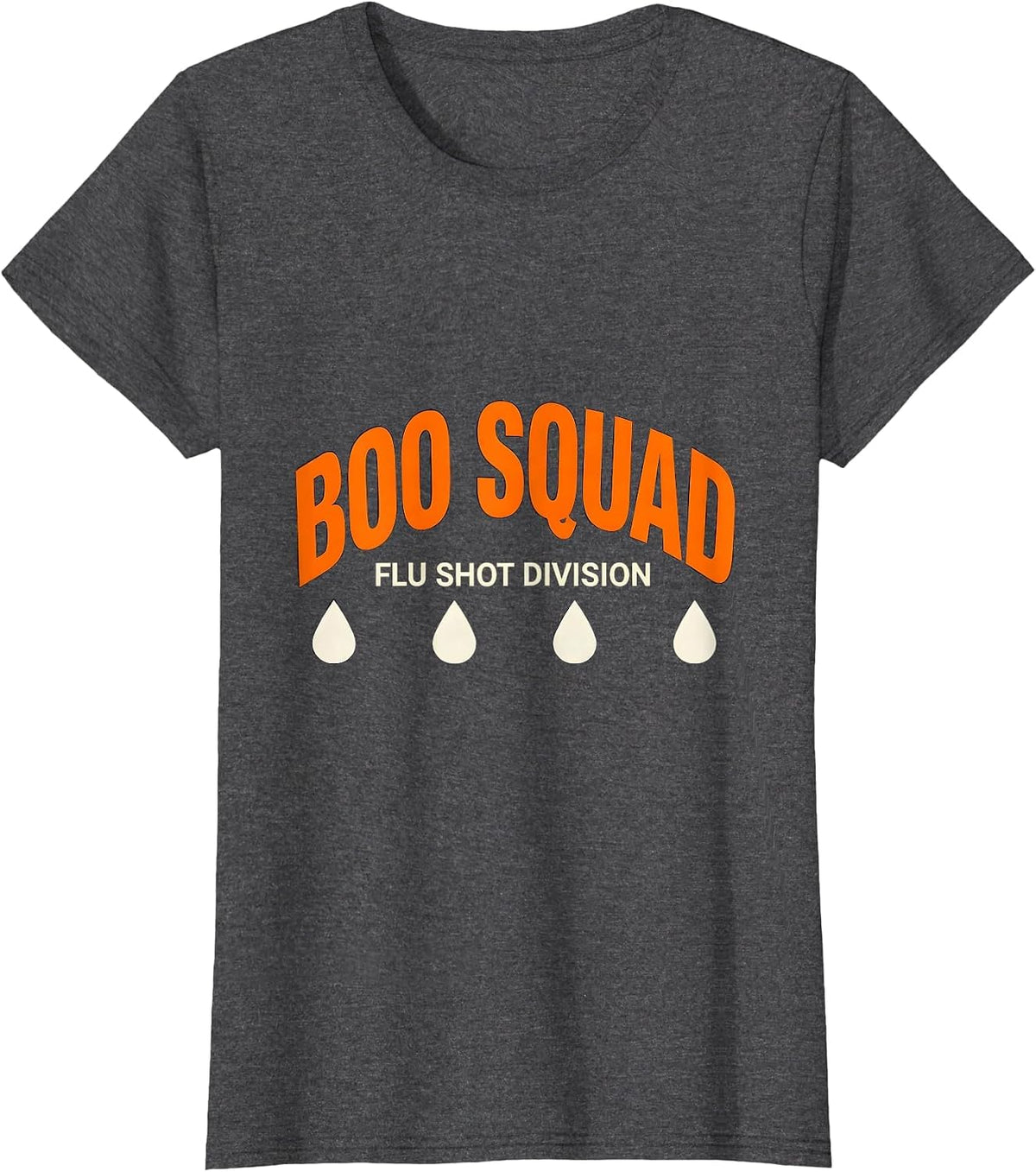 Women's Boo Squad Flu Shot Division Funny Healthcare Worker T-Shirt - Dark Heather Grey