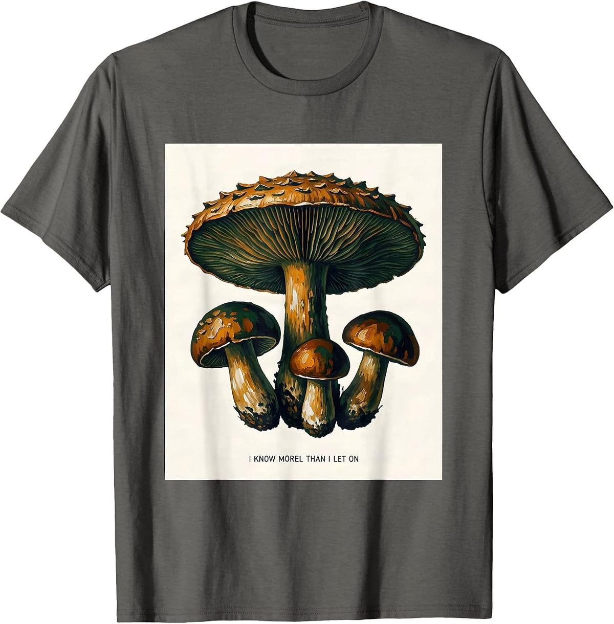 Men's I Know Morel Than I Let On Funny Mushroom Forager Retro T-Shirt - Asphalt Grey