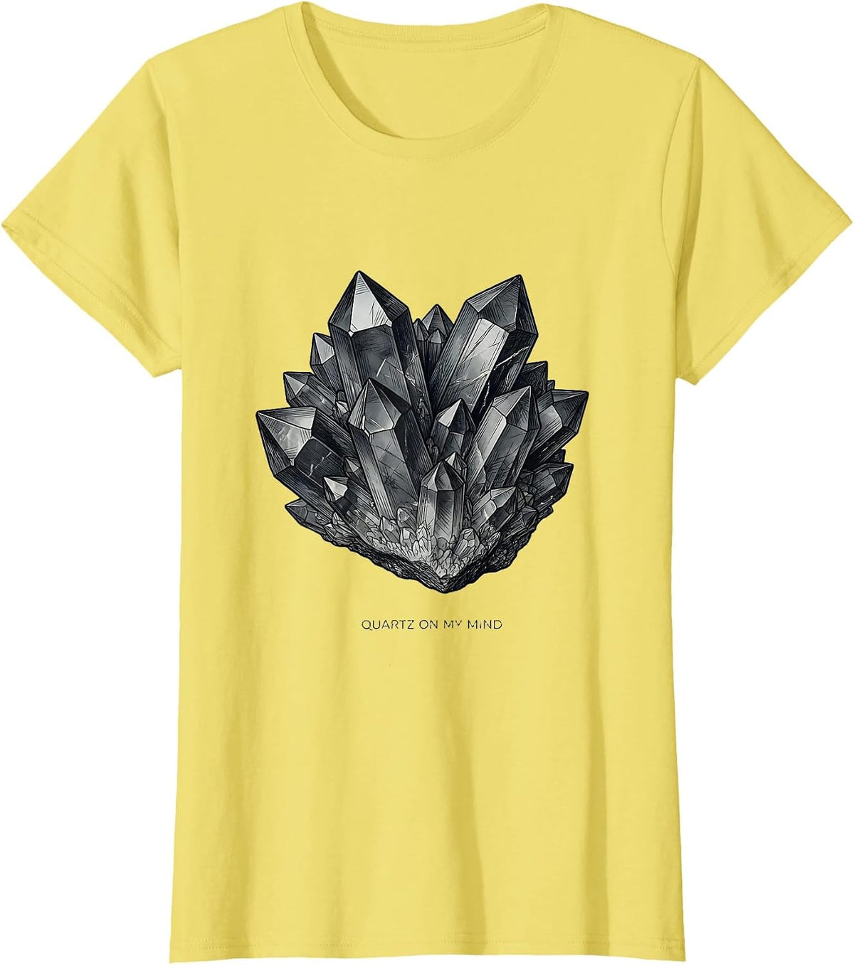 Quartz On My Mind Funny Rock Collector Geode Hunter Geology T-Shirt - Lemon Yellow