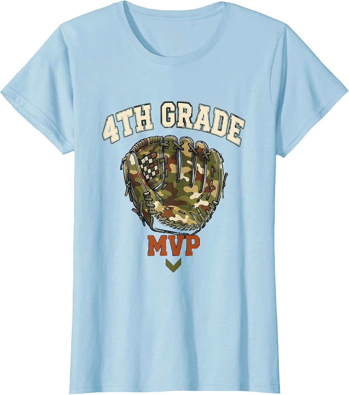 Women's 4th Grade MVP Camo Fourth Grade Back To School Boys T-Shirt - Baby Blue