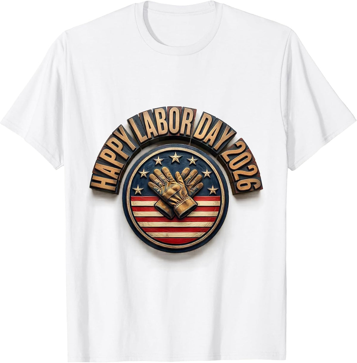 Men's Happy Labor Day 2026 Patriotic Union Pride Holiday T-Shirt - White