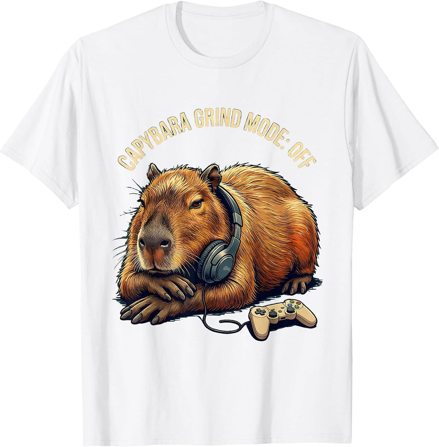 Capybara Grind Mode: Off Funny Gamer Meme Humor Video Games T-Shirt - White
