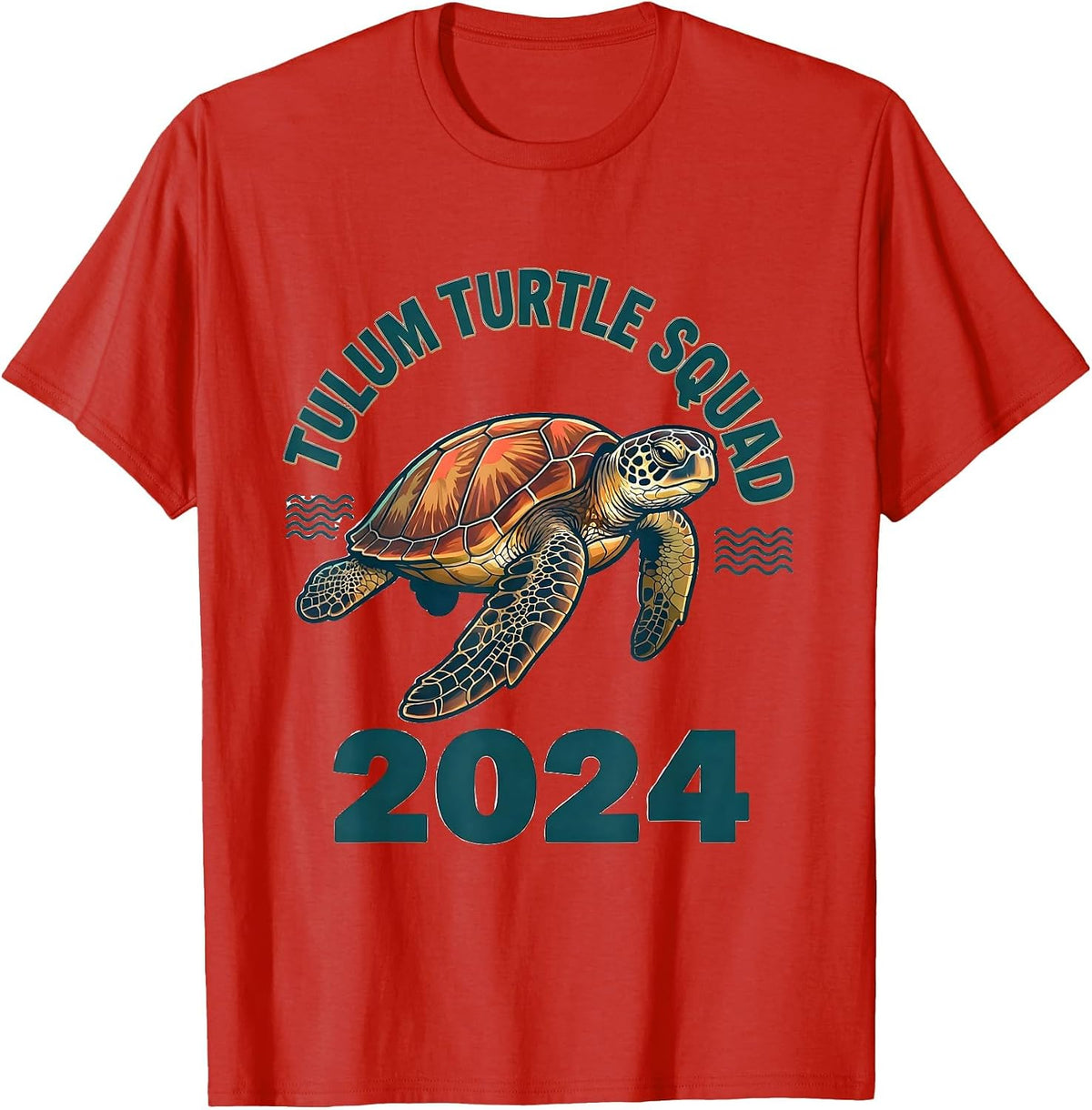 Men's Tulum Turtle Squad 2024 Cute Sea Turtle Ocean Animal T-Shirt - Red
