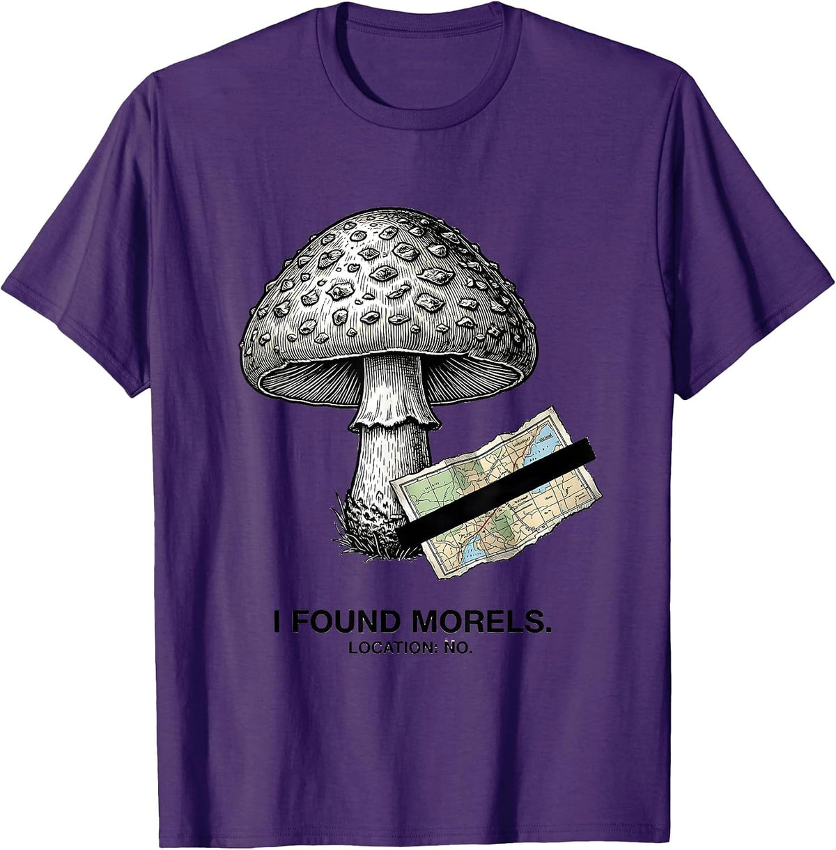 I Found Morels Funny Mushroom Foraging Psychedelic T-Shirt - Purple