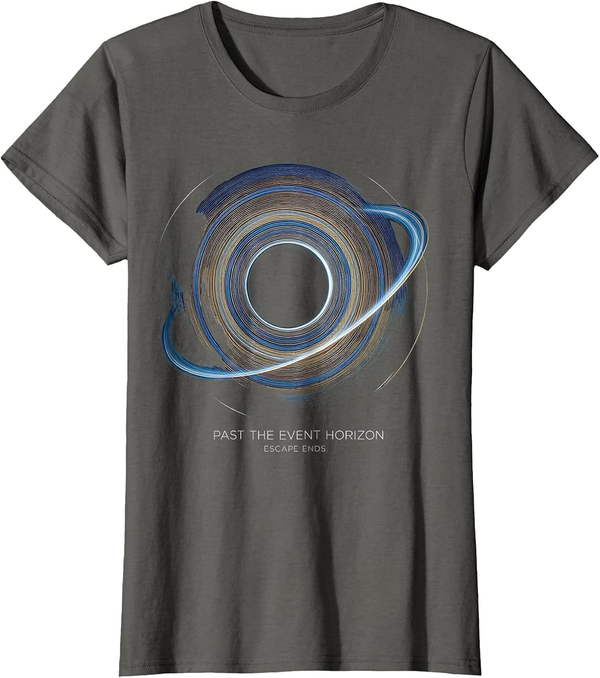 Past The Event Horizon, Escape Ends Cosmic Astrophysics T-Shirt, Women, Asphalt Grey, X-Large - As Pictured