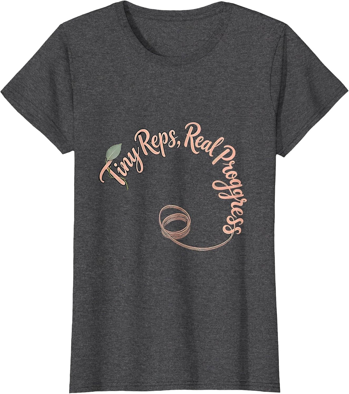 Women's Tiny Reps, Real Progress Boho Typography OT PT Therapist T-Shirt - Dark Heather Grey